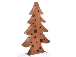 Kobolo Kerzenhalter Teelichthalter Laterne CHRISTMAS aus Metall Rostoptik XL