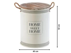 Kobolo Wäschekorb Korb HOME Gr L  40x52 cm Metall Holz mit Deckel Griffe