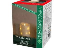 Konstsmide 14 LED Tropfen Echtwachskerze 3D Flamme silberfarbener Draht