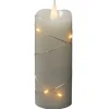 Konstsmide 6 LED Tropfen Echtwachskerze 3D Flamme silberfarbener Draht