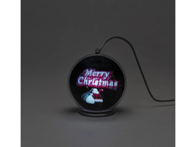 Konstsmide 3D Hologrammkugel "Merry Christmas" 2 h Timer 42 Dioden Innen