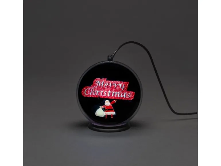 Konstsmide 3D Hologrammkugel "Merry Christmas" 2 h Timer 42 Dioden Innen