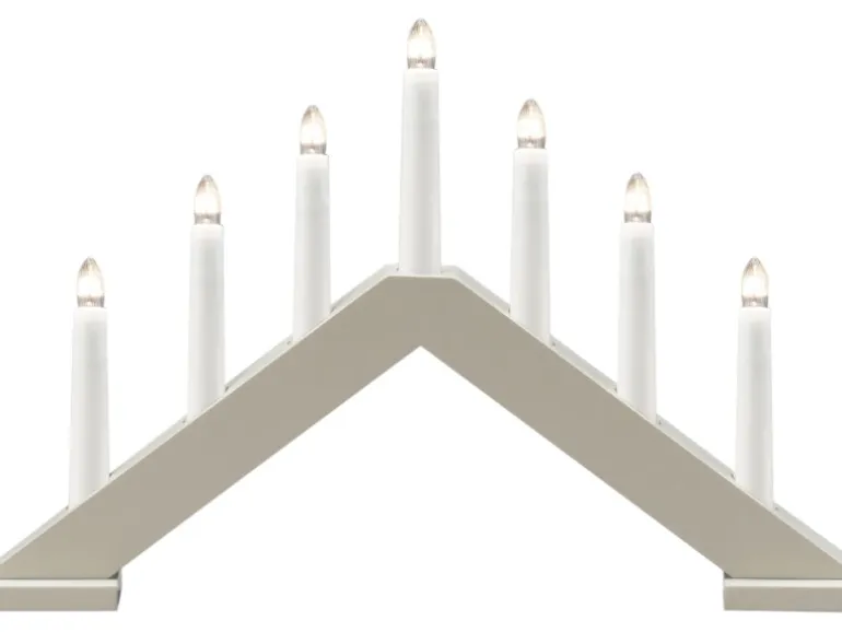 Konstsmide Holzleuchter matt lackiert Beige mit 7 klaren Birnen