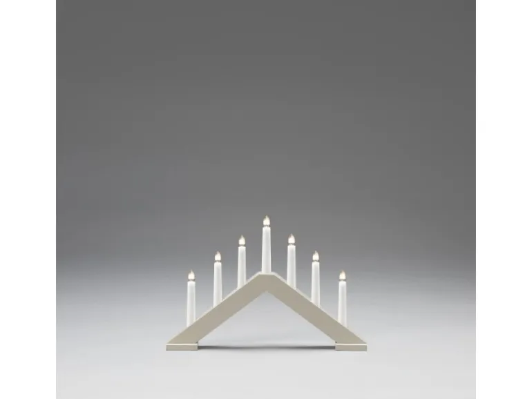 Konstsmide Holzleuchter matt lackiert Beige mit 7 klaren Birnen