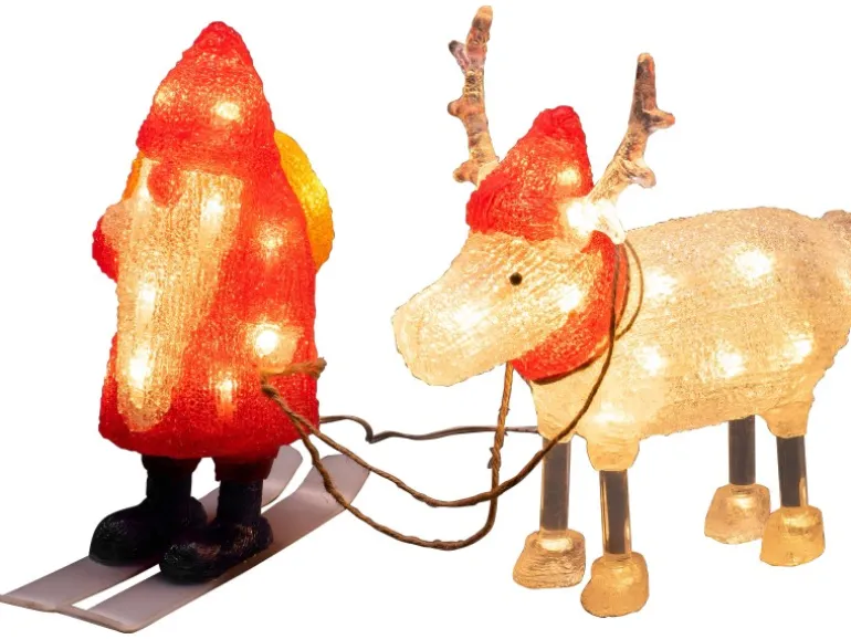 Konstsmide LED Acryl Weihnachtsmann mit Rentier 40 Dioden Warmweiß