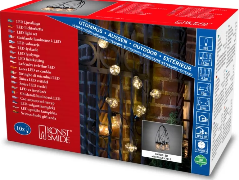 Konstsmide LED Biergartenkette mit LED Tropfen und 10 Leuchtmittel