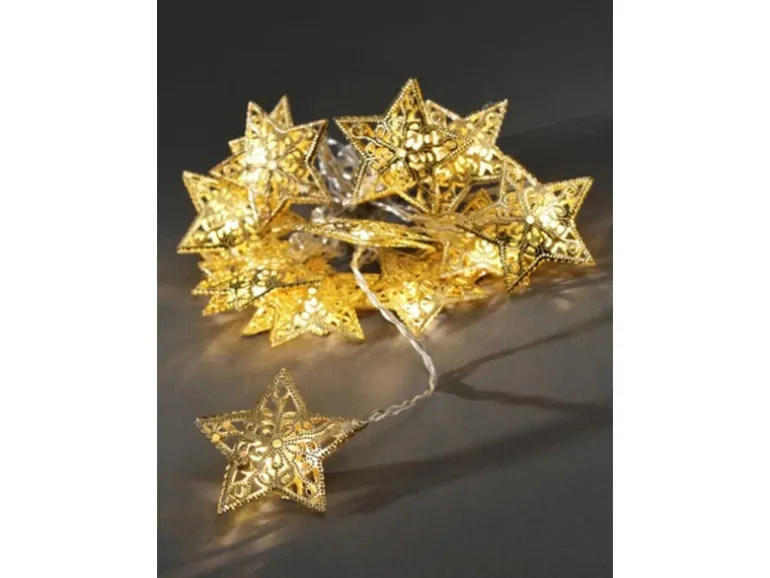Konstsmide LED Dekokette Metallsterne Gold 16 Warmweiß