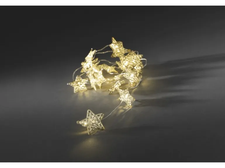 Konstsmide LED Dekokette Metallsterne Gold 20 Warmweiß