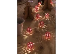 Konstsmide LED Dekokette Metallbälle Rot 24 Warmweiß