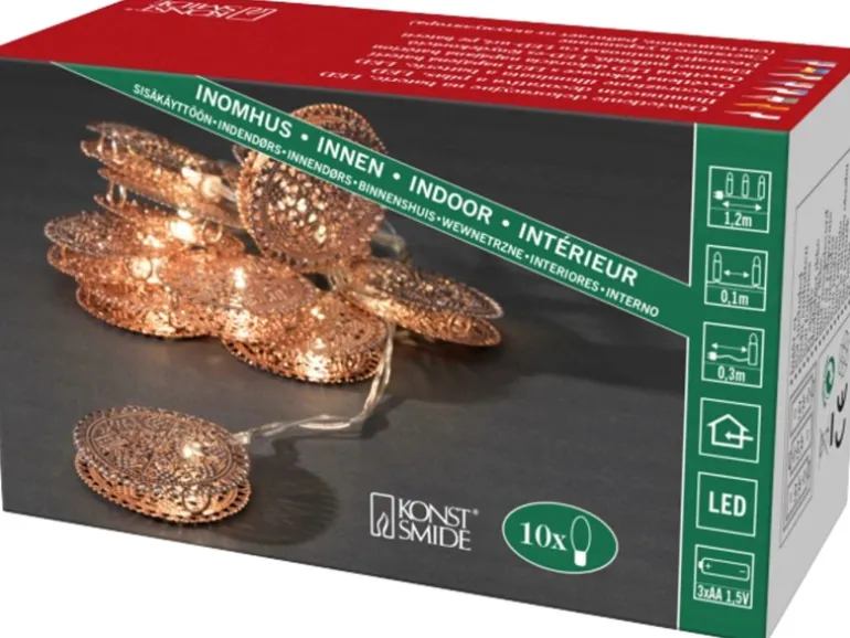 Konstsmide LED Dekokette Metalltaler Kupfer 10 Warmweiß