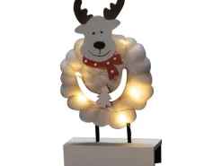 Konstsmide LED Holzsilhouette Elch mit Baumwolle 6 Dioden Warmweiß