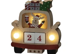 Konstsmide LED Holzsilhouette Rentier im Automit Datumswürfeln