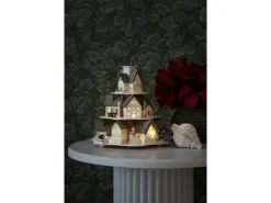 Konstsmide LED Holzsilhouette Häuser Weiß 10 Warm-Weiße Dioden