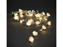 Konstsmide LED Lichterkette Rosen mit Metall-Dekoblätter Silber Batteriebetrieb
