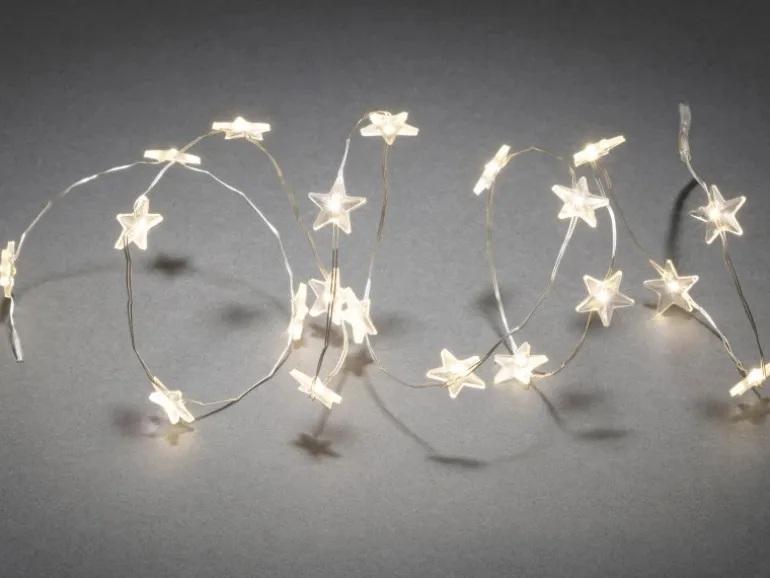 Konstsmide LED Lichterkette transparente Sterne 20 warmweiße LEDs