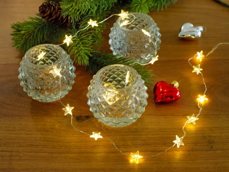 Konstsmide LED Lichterkette transparente Sterne 20 warmweiße LEDs