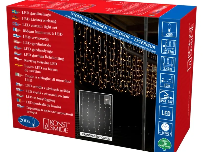 Konstsmide LED Lichtervorhang Globes 200 warmweiße LEDs innen und außen