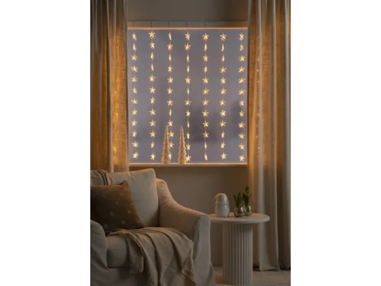 Konstsmide LED Lichtervorhang 120 Sterne mit 120 bernsteinfarbenen Dioden