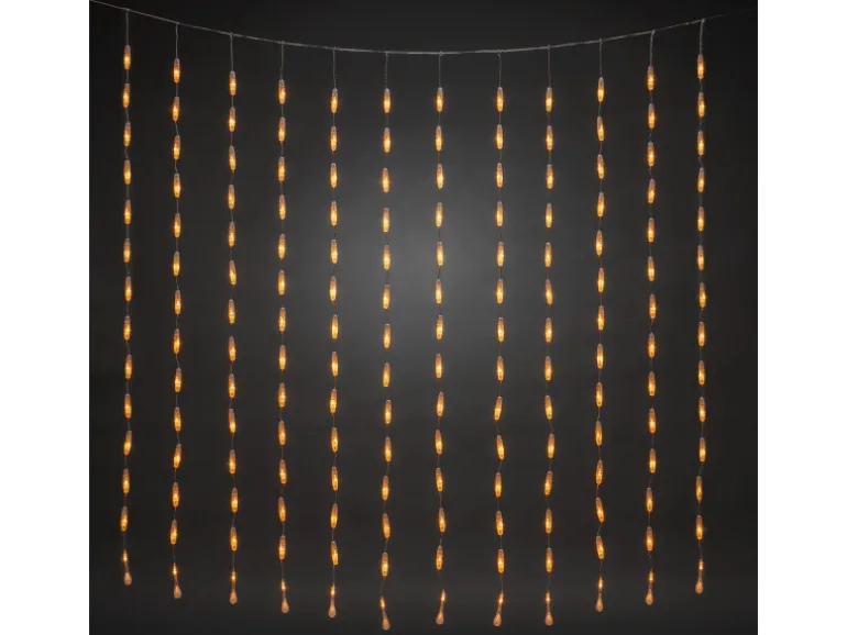 Konstsmide LED Lichtervorhang Tropfenform 400 Bernsteinfarbene Dioden Außen IP44