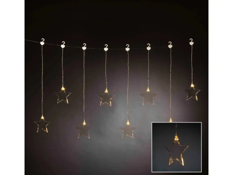 Konstsmide LED Lichtervorhang 8 warmweiße LEDs 8 Plexisterne