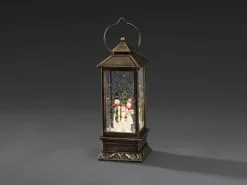 Konstsmide LED Schneelaterne Eckig Warmweiß Schneemänner