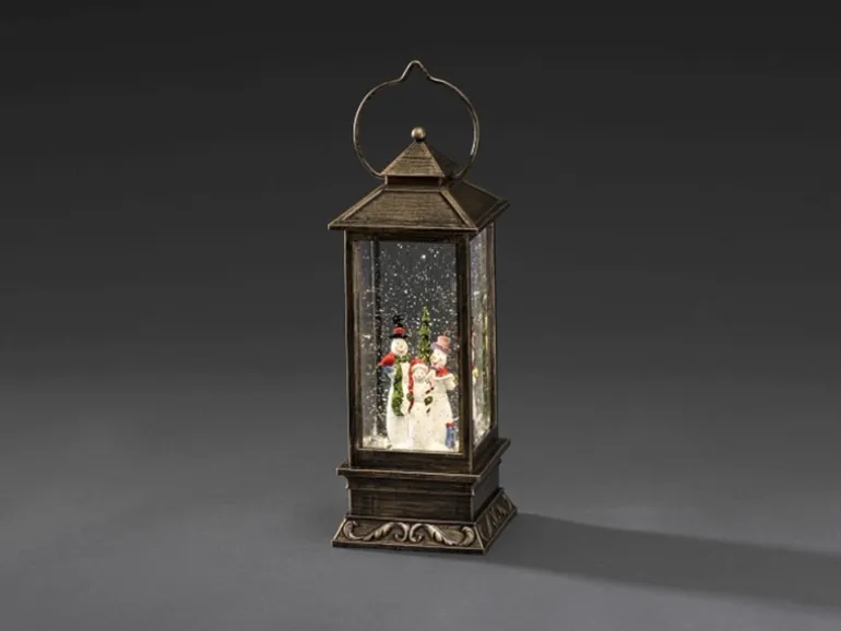 Konstsmide LED Schneelaterne Eckig Warmweiß Schneemänner