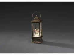 Konstsmide LED Schneelaterne Eckig Warmweiß Schneemänner