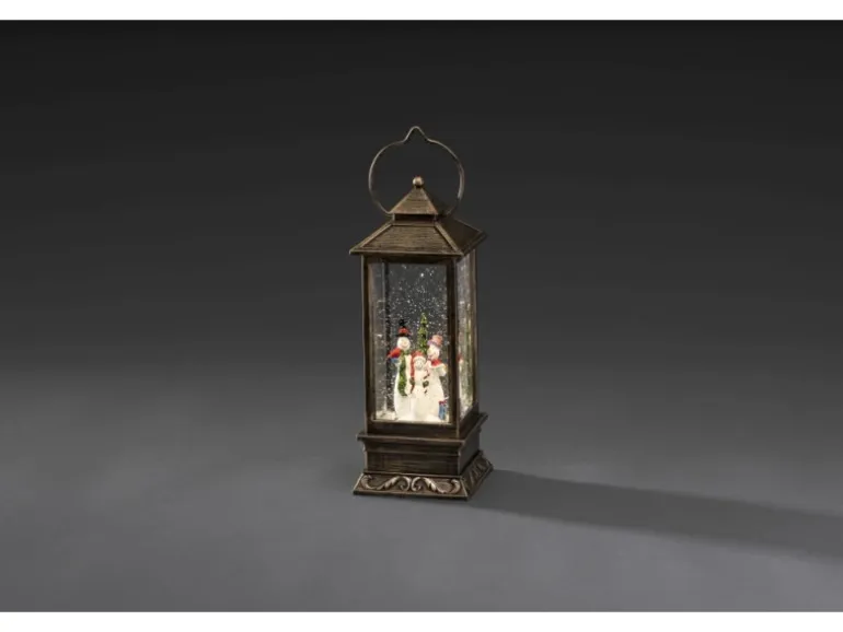 Konstsmide LED Schneelaterne Eckig Warmweiß Schneemänner