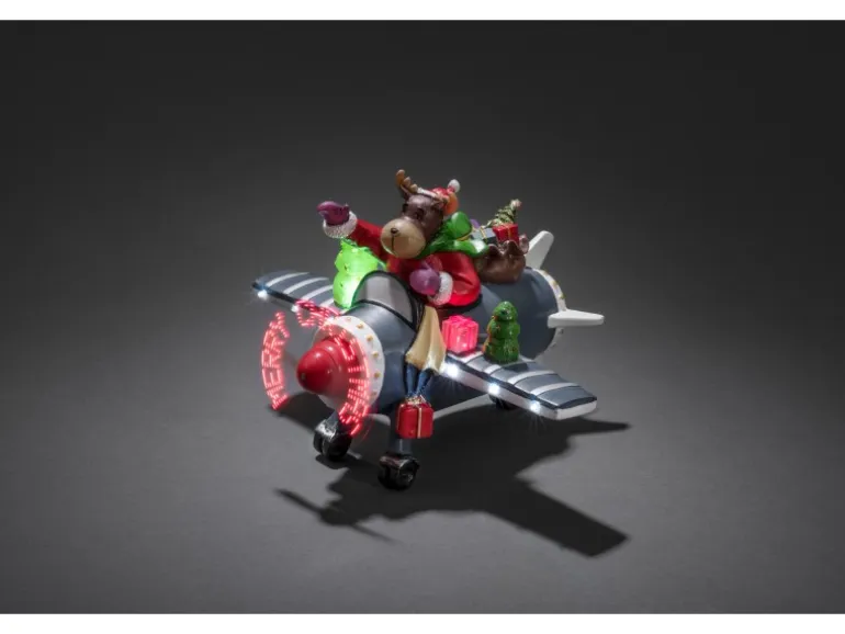 Konstsmide LED Szenerie "Rentier im Flugzeug"Animation batteriebetrieben