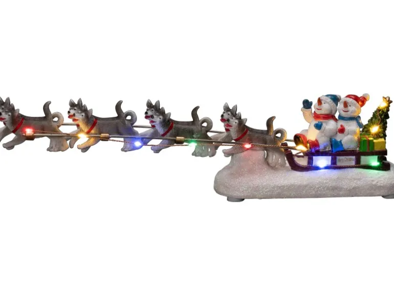 Konstsmide LED Szenerie Schneemann mit Hundeschlitten 10 Dioden Bunt