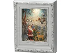 Konstsmide LED Wasserlaterne Weihnachtsmann mit Tieren Antik Weiß