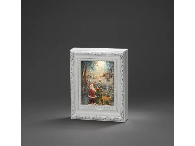 Konstsmide LED Wasserlaterne Weihnachtsmann mit Tieren Antik Weiß