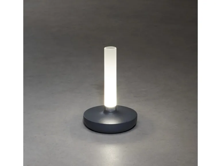 Konstsmide LED-Akku-Vase Biarritz Dunkelgrau ø 13,5 cm x 20,5 cm