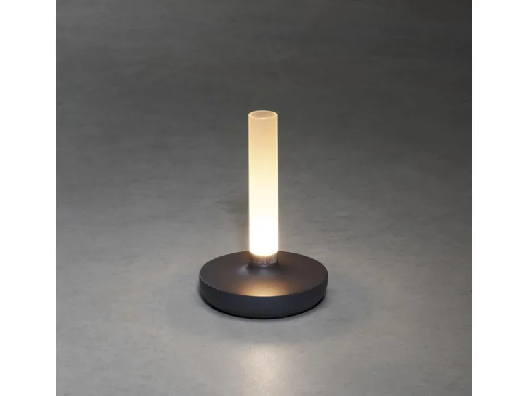Konstsmide LED-Akku-Vase Biarritz Dunkelgrau ø 13,5 cm x 20,5 cm