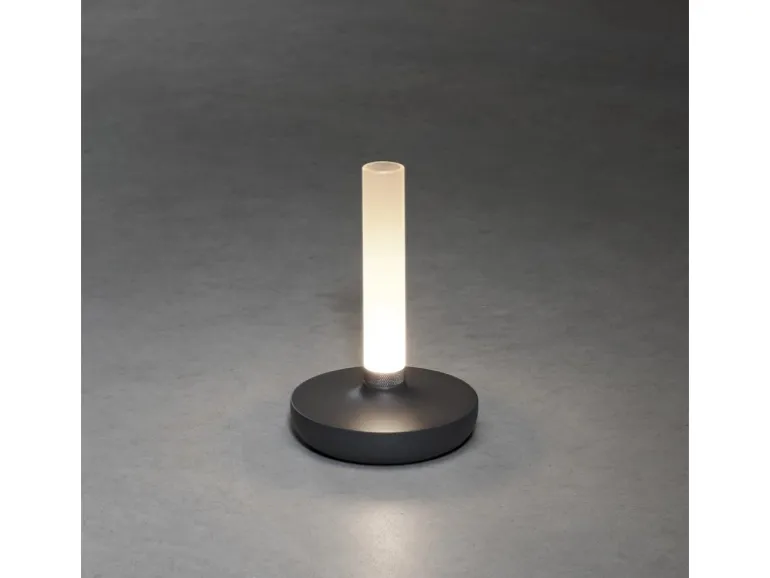 Konstsmide LED-Akku-Vase Biarritz Dunkelgrau ø 13,5 cm x 20,5 cm