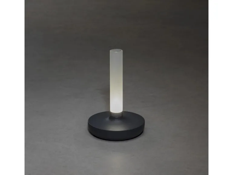 Konstsmide LED-Akku-Vase Biarritz Dunkelgrau ø 13,5 cm x 20,5 cm