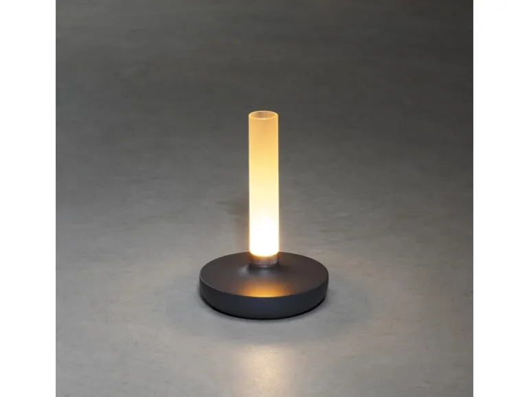 Konstsmide LED-Akku-Vase Biarritz Dunkelgrau ø 13,5 cm x 20,5 cm