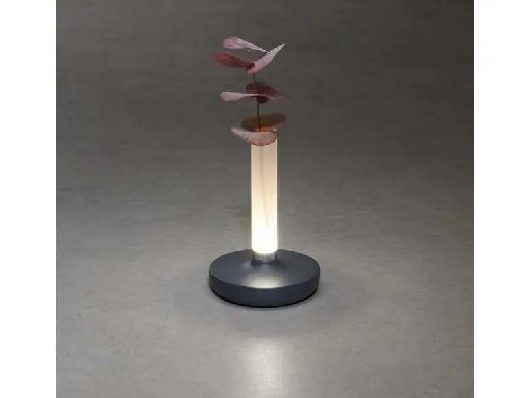 Konstsmide LED-Akku-Vase Biarritz Dunkelgrau ø 13,5 cm x 20,5 cm