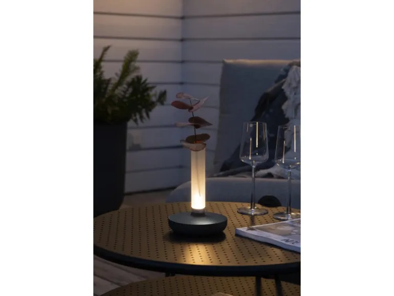 Konstsmide LED-Akku-Vase Biarritz Dunkelgrau ø 13,5 cm x 20,5 cm