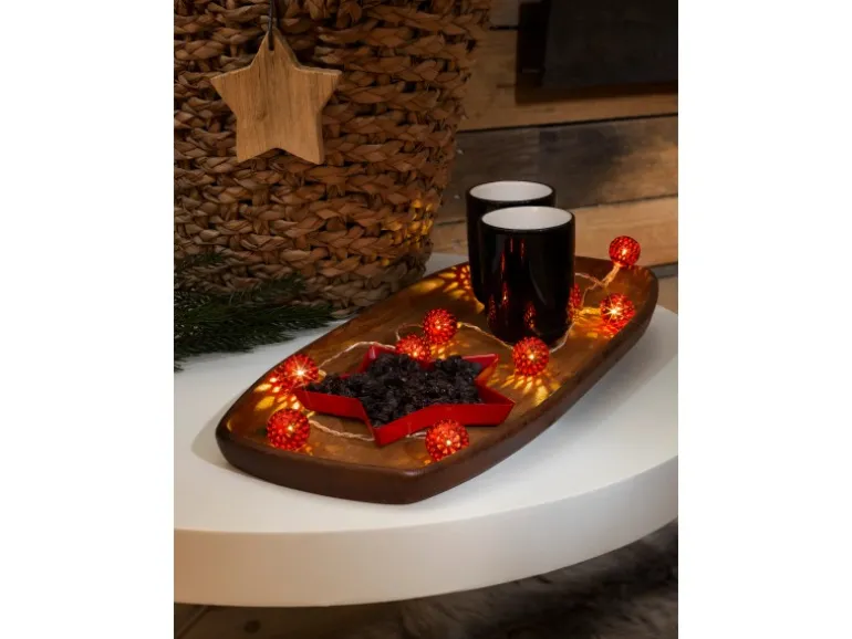 Konstsmide LED-Batterie-Lichterkette Rote Metallbälle 10 Dioden