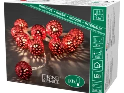 Konstsmide LED-Batterie-Lichterkette Rote Metallbälle 10 Dioden