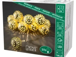 Konstsmide LED-Batterie-Lichterkette Goldfarbene Metallbälle 10 Dioden