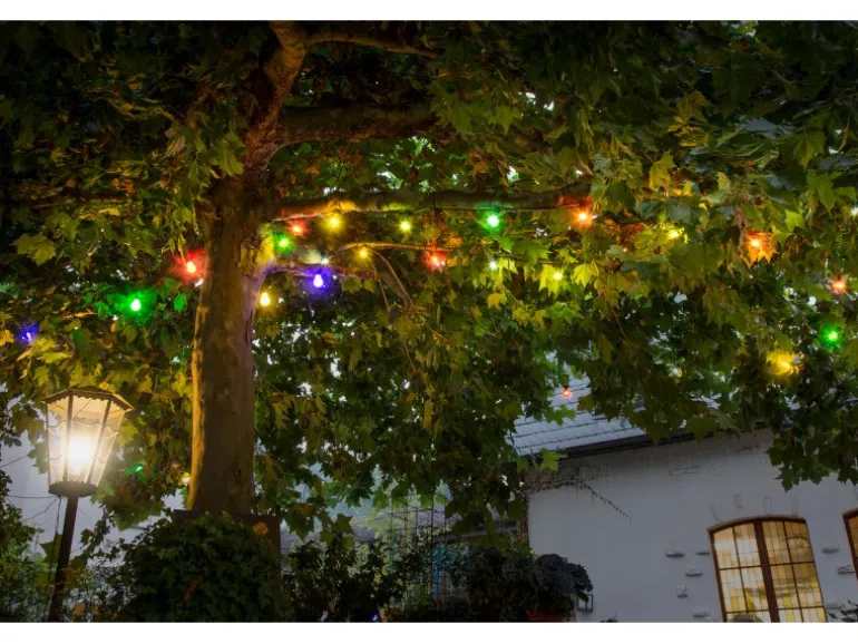Konstsmide LED-Biergartenkette für außen 20 bunte Leuchtmittel