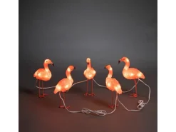 Konstsmide LED-Dekoleuchte für außen Acryl Flamingos 5er-Set
