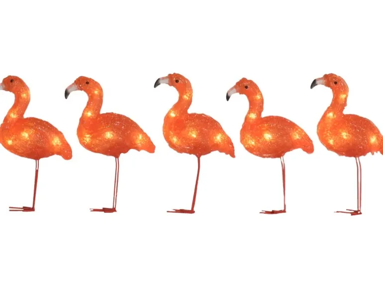 Konstsmide LED-Dekoleuchte für außen Acryl Flamingos 5er-Set