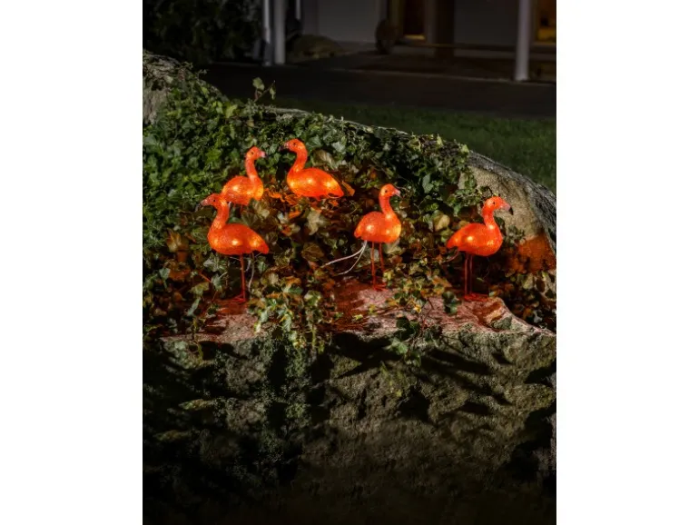 Konstsmide LED-Dekoleuchte für außen Acryl Flamingos 5er-Set
