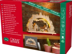 Konstsmide LED-Dorf Holz 10 warmweiße LEDs netz- oder batteriebetrieben