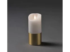 Konstsmide LED-Echtwachskerze Weiß Weiß-Messingfarben mit Timer 17,5 cm