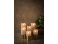 Konstsmide LED-Echtwachskerze Weiß Weiß-Messingfarben mit Timer 17,5 cm