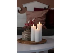 Konstsmide LED-Echtwachskerze Weiß mit Timer für Innen 17,8 x 5 cm